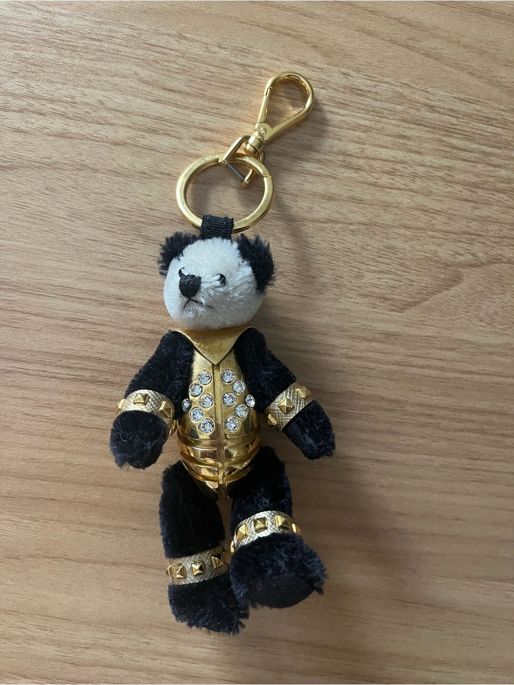 Prada Keychain with Gold Accents - Black/White